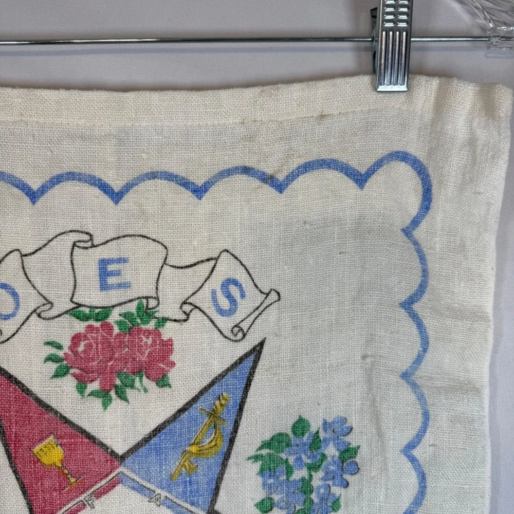 1963 Eastern Star OES Calendar Tea Towel Linen Burlap‎ Calendar Tapestry